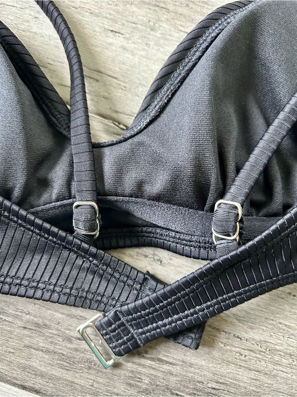 💸 5/20 Xhilaration Black Ribbed Retro Style Bikini Top - Picture 9 of 10